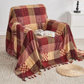 Edcooy Boho Throw Blanket – Patchwork Chenille Sofa Cover with Tassels