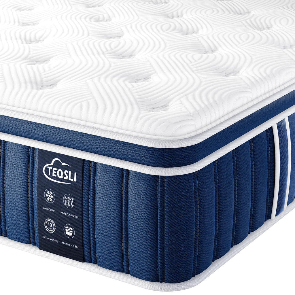 TeQsli 4ft6 Double Mattress Memory Foam Pocket Spring Hybrid 135x190x27 cm - image 1