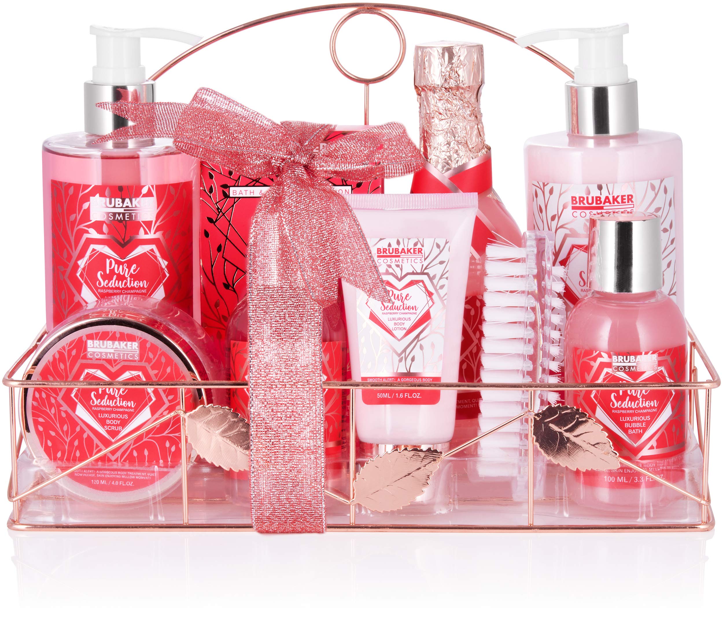 BRUBAKER Raspberry Champagne 10-Piece Bath and Shower Gift Set