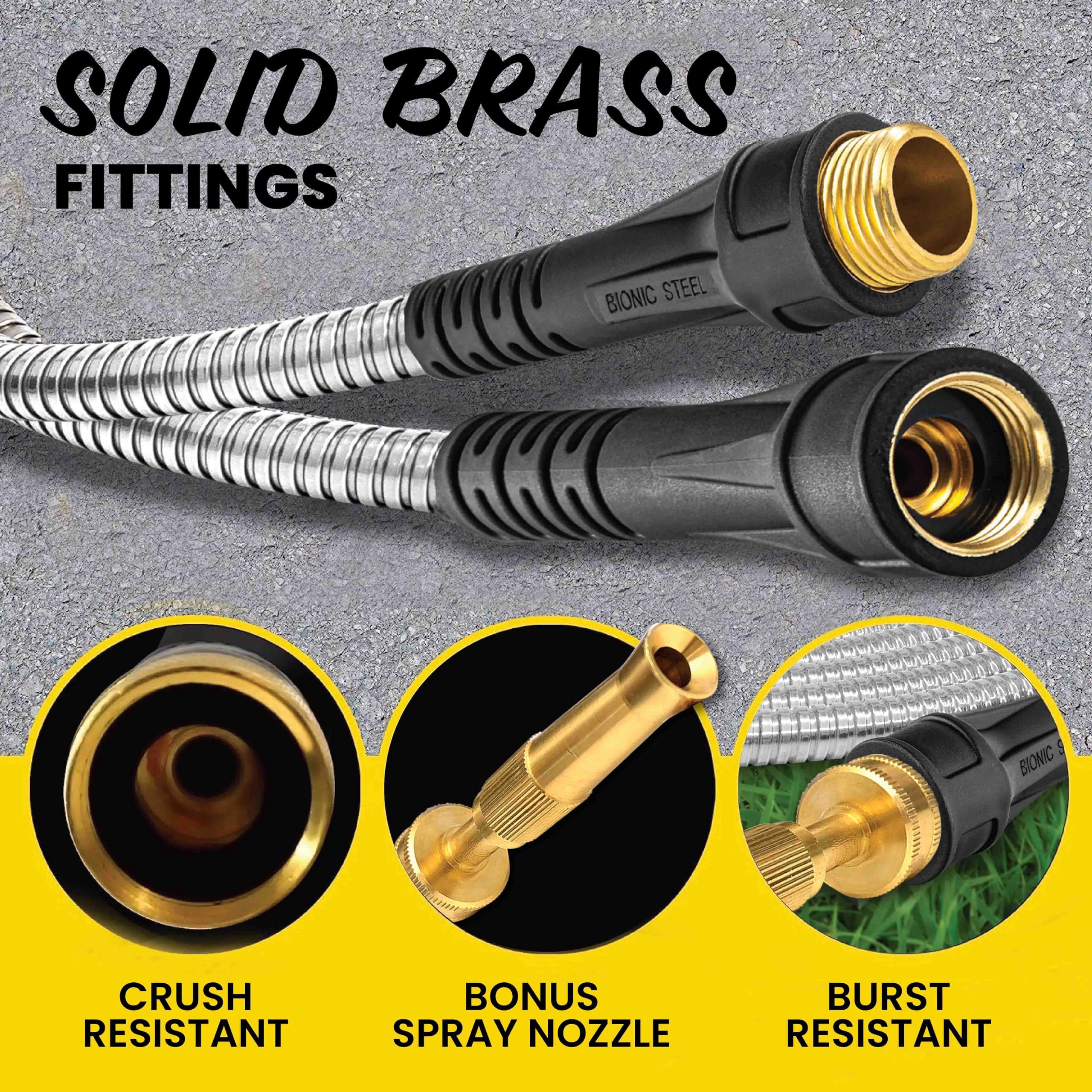 Bionic Steel Pro 100' Garden Hose – 304 Stainless Steel Metal Hose