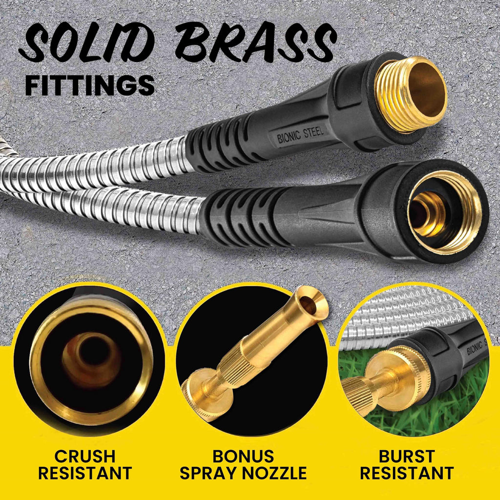 Bionic Steel Pro 75' Metal Garden Hose – Heavy Duty 304 Stainless Steel
