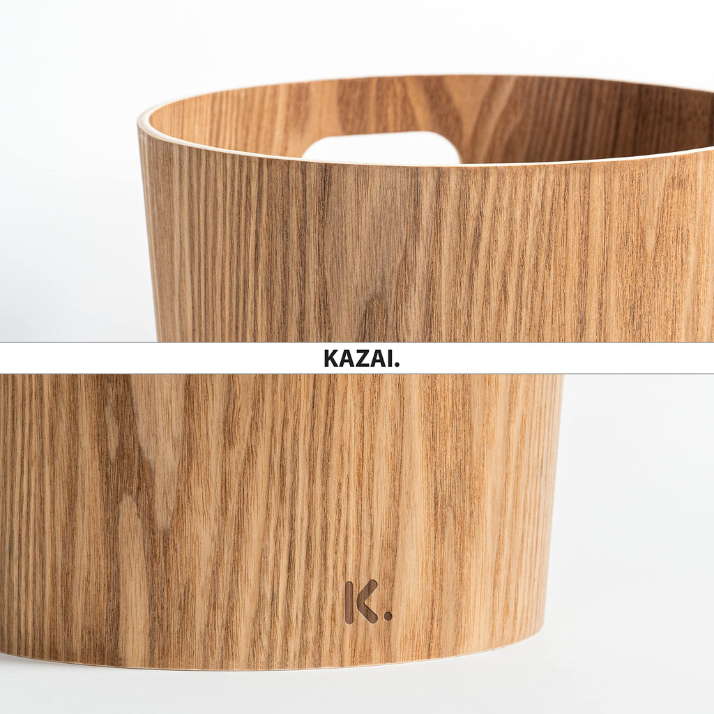 Kazai Börje Real Wood Waste Paper Bin – 9L Ash Wooden Trash Basket