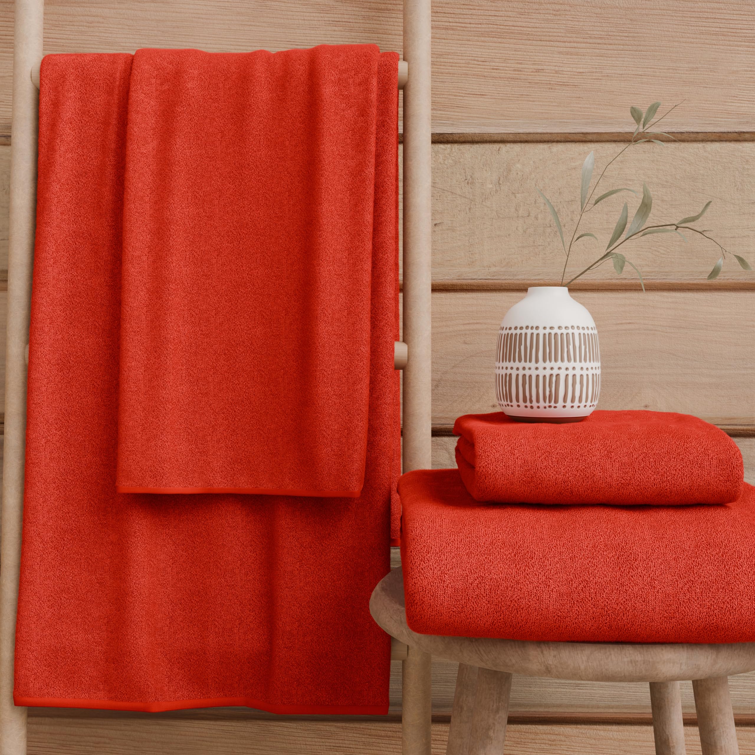 PETTI Artigiani Italiani 100% Cotton Terry Bath Towel Set - 6 Pieces, Red