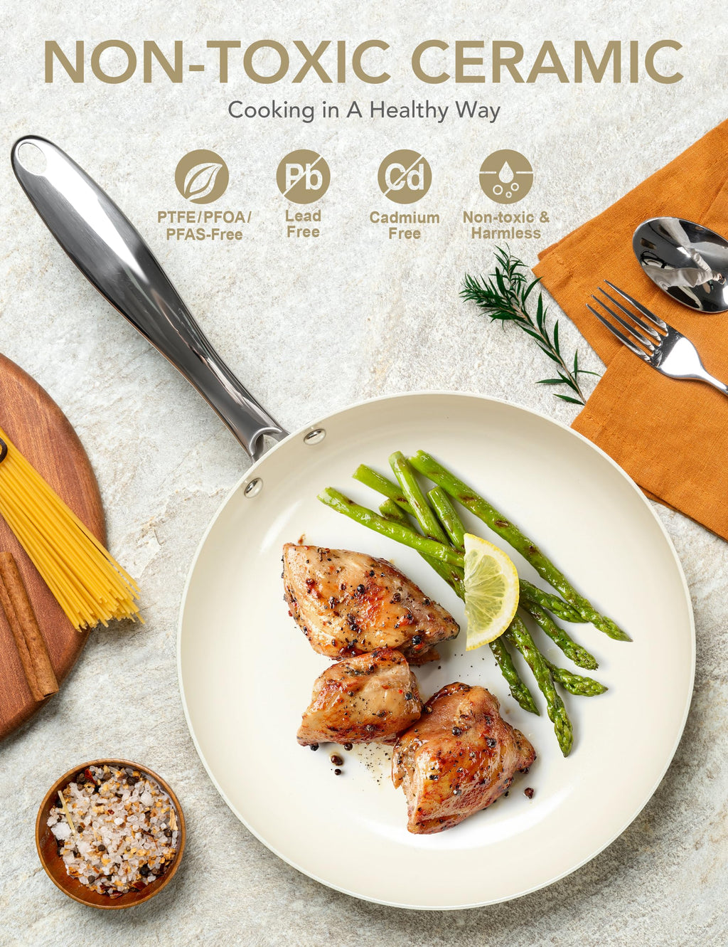 Michelangelo 30cm Ceramic Non-Stick Frying Pan | Induction & Oven Safe
