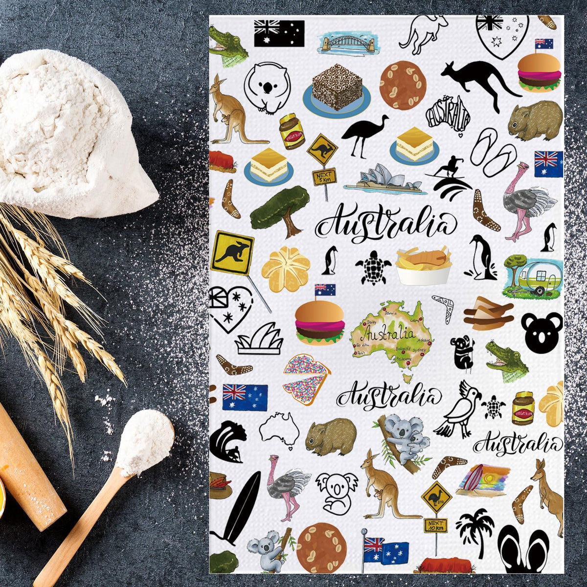 MYSOMY Australia Kitchen Towel Australian Kitchen Decor Australia Themed Gifts Australian Dish Towel Australia Housewarming Gift Australia UK
