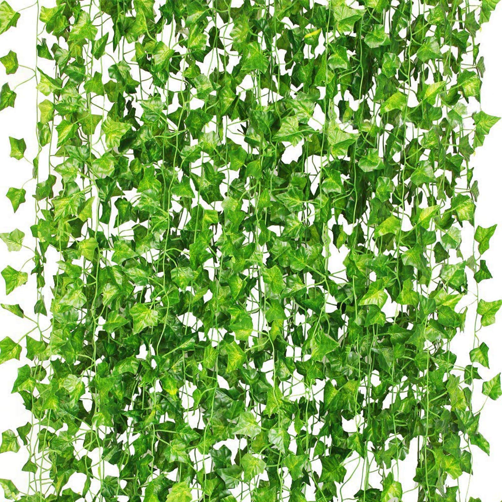 CQURE 60Pcs 420FT Artificial Ivy Garland | UV Resistant Fake Vines for Decor