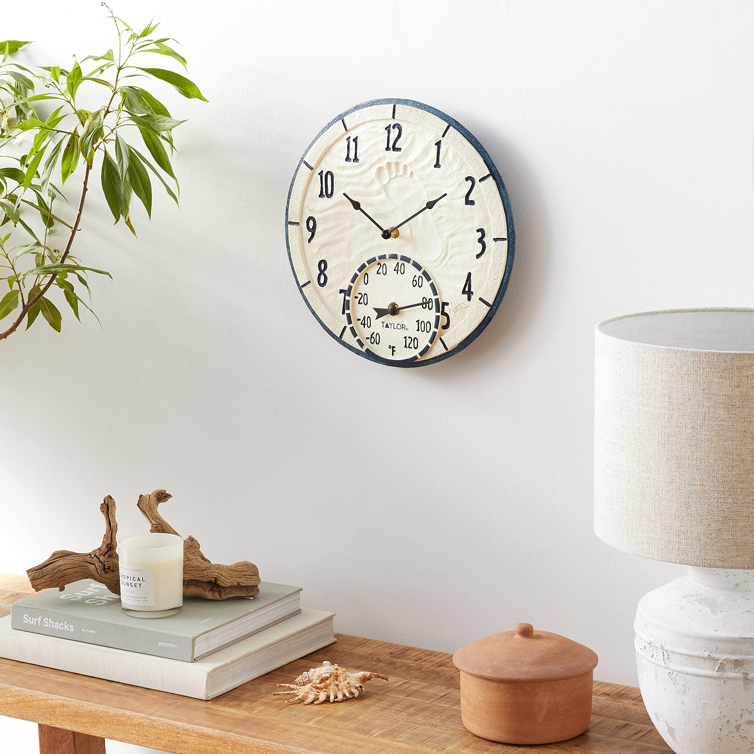 Taylor Precision 14-Inch By The Sea Indoor Outdoor Clock & Thermometer