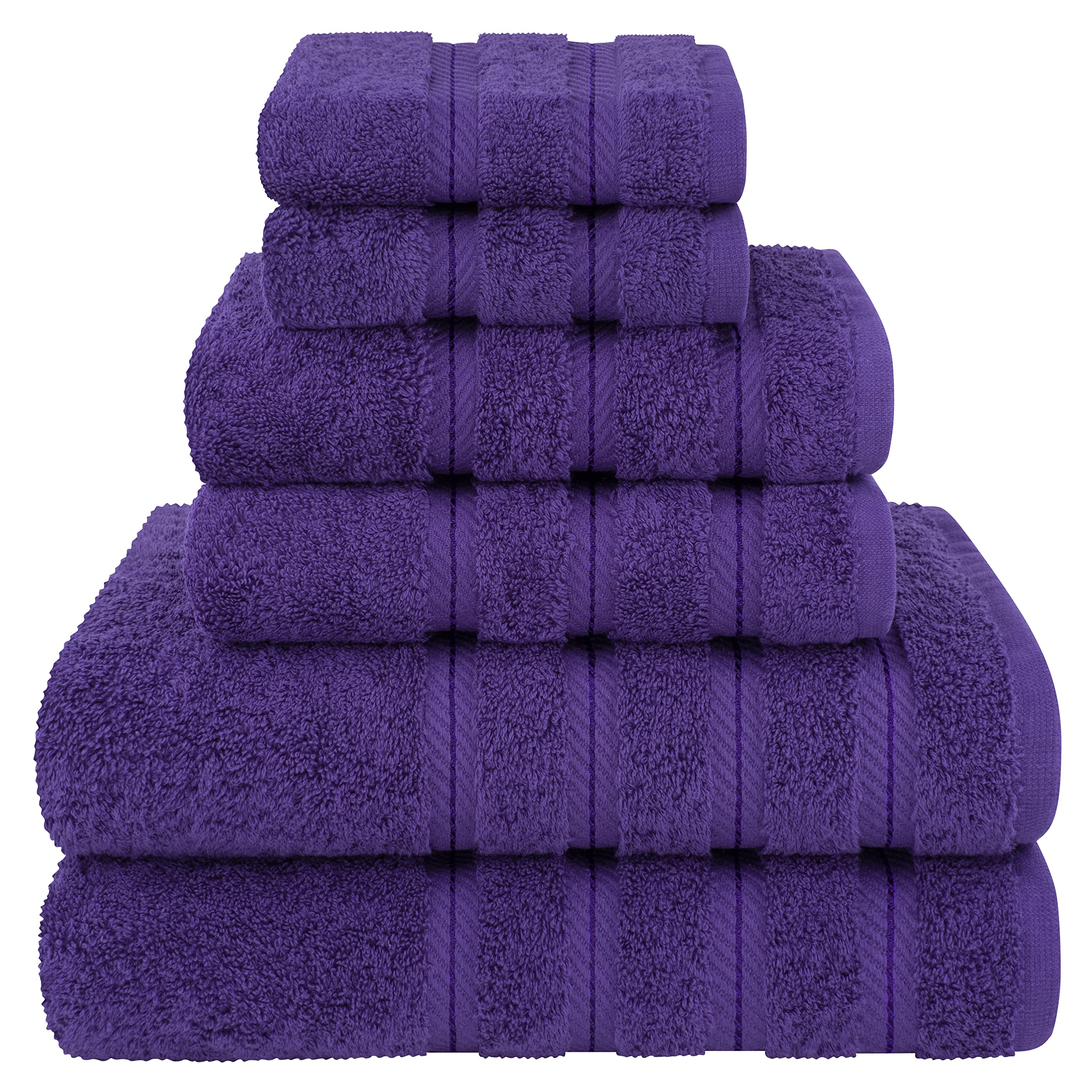 Jolof Store 6-Piece Turkish Cotton Towel Set | 600 GSM Absorbent Purple