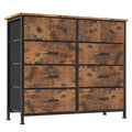 CAIYUN 10-Drawer Fabric Dresser – Rustic Brown Metal Storage Chest
