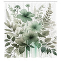 Abakuhaus Sage Green Floral Shower Curtain | Waterproof Fabric, 175x200cm