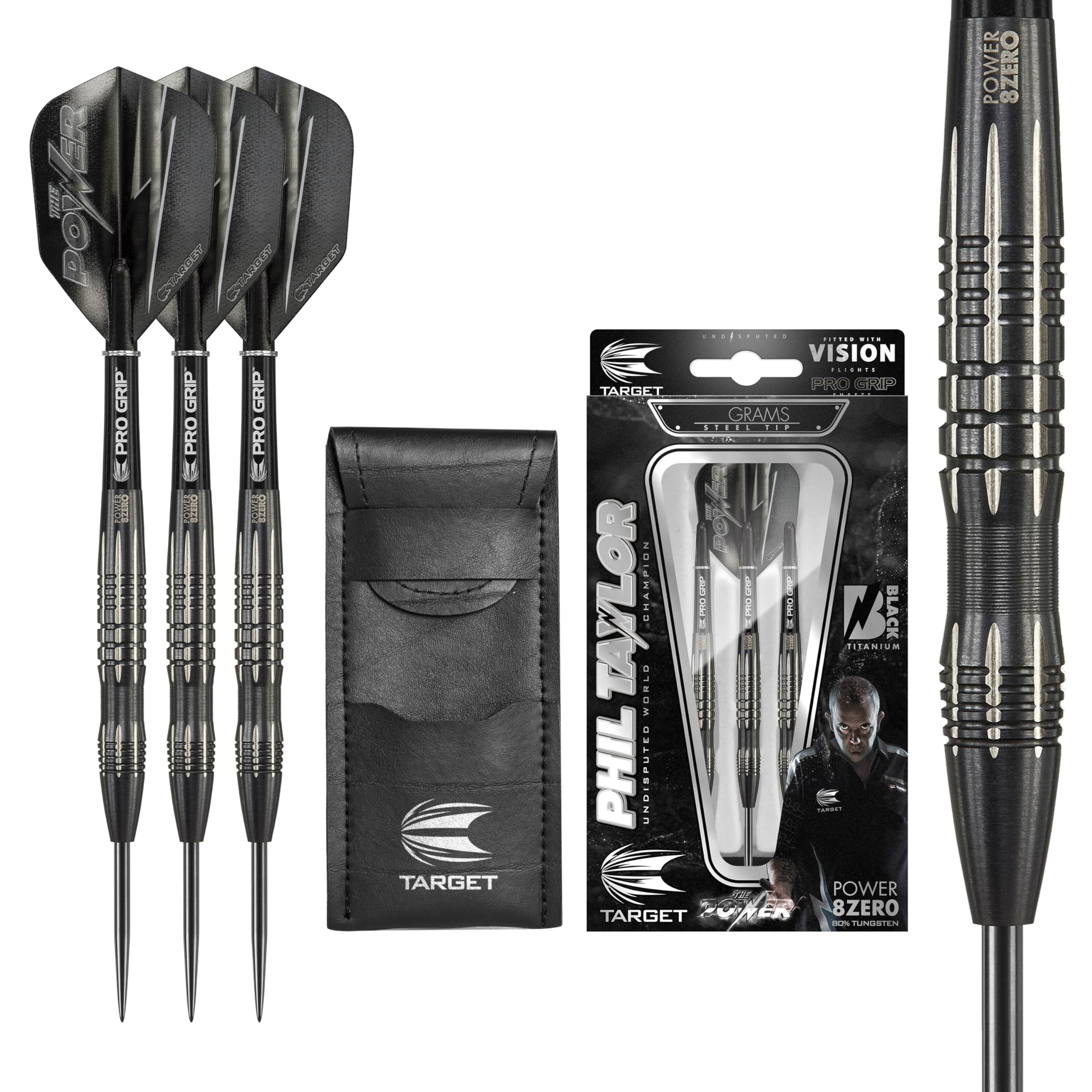 Target Phil Taylor Power 8-Zero 3 Steel Tip Darts | 80% Tungsten 24g