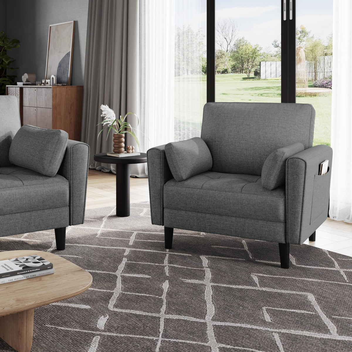 Yaheetech Dark Grey Fabric Oversized Ergonomic High Back Lounge Armchair - image 2