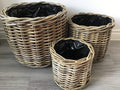 Large Round Kuba Rattan Planter – Plastic Lined Basket