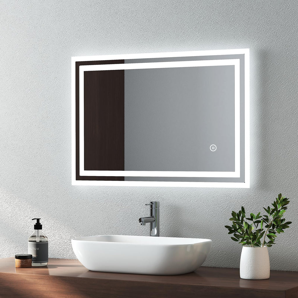 EMKE LED Bathroom Mirror – 400x600mm Backlit Vanity with Demister Pad