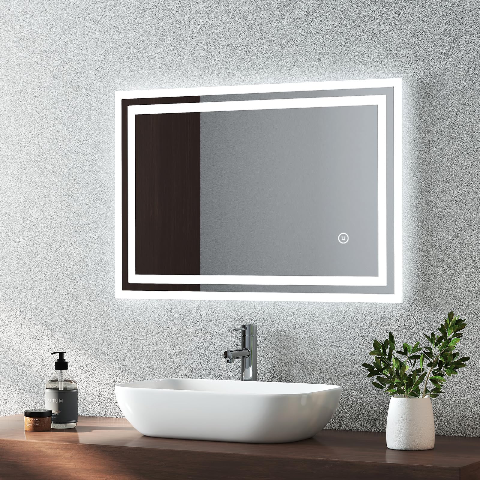EMKE LED Bathroom Mirror – 400x600mm Backlit Vanity with Demister Pad
