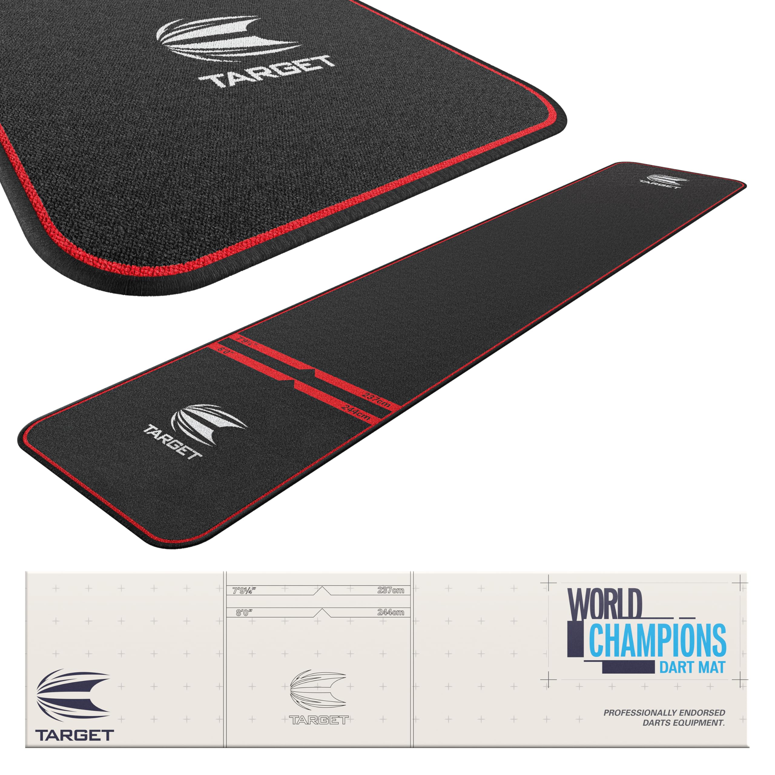 Target Darts World Champion Oche Mat - Non-Slip Carpet for Steel & Soft Tip
