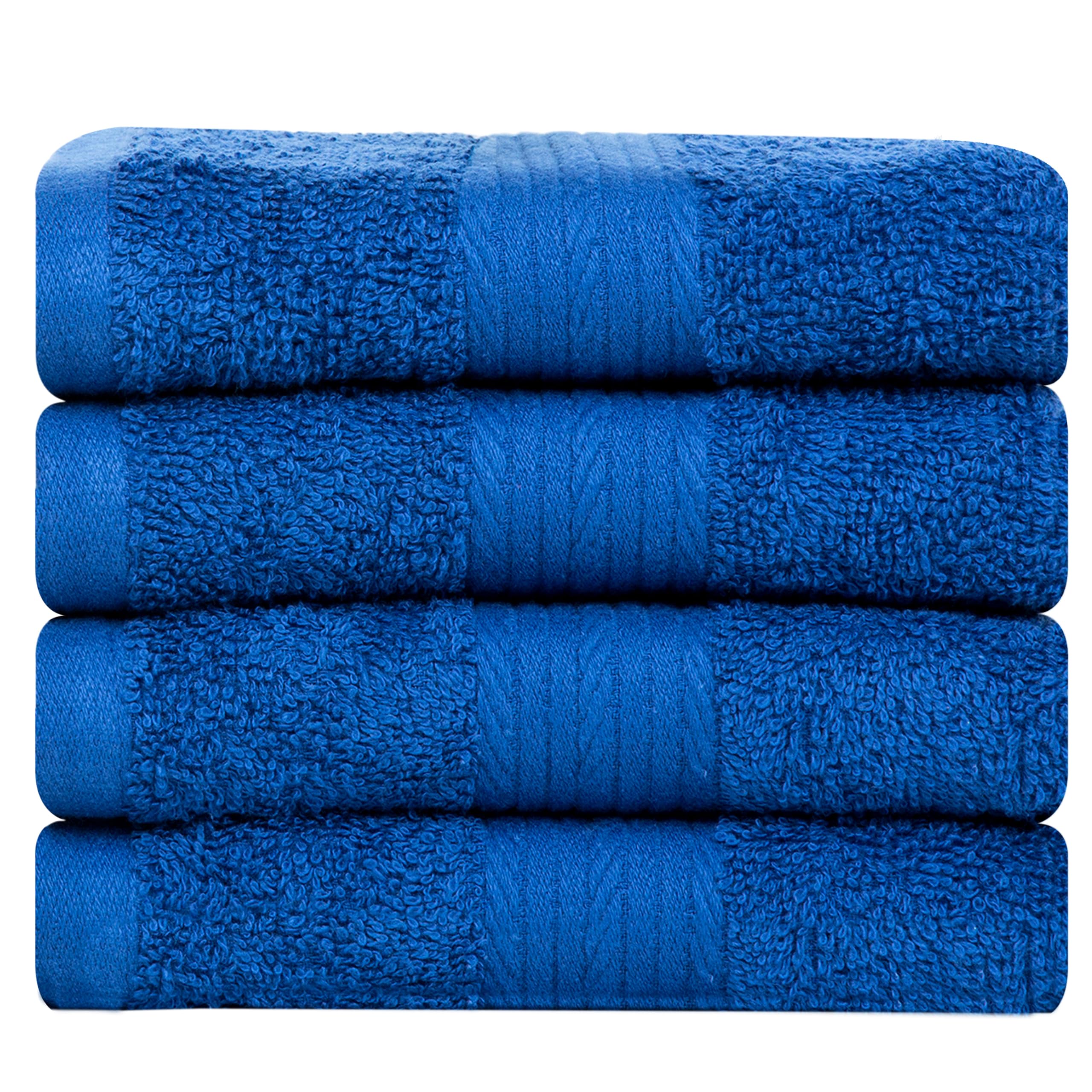 Ample Decor 100% Cotton Washcloths Set of 4 | Absorbent Face Towels - Navy