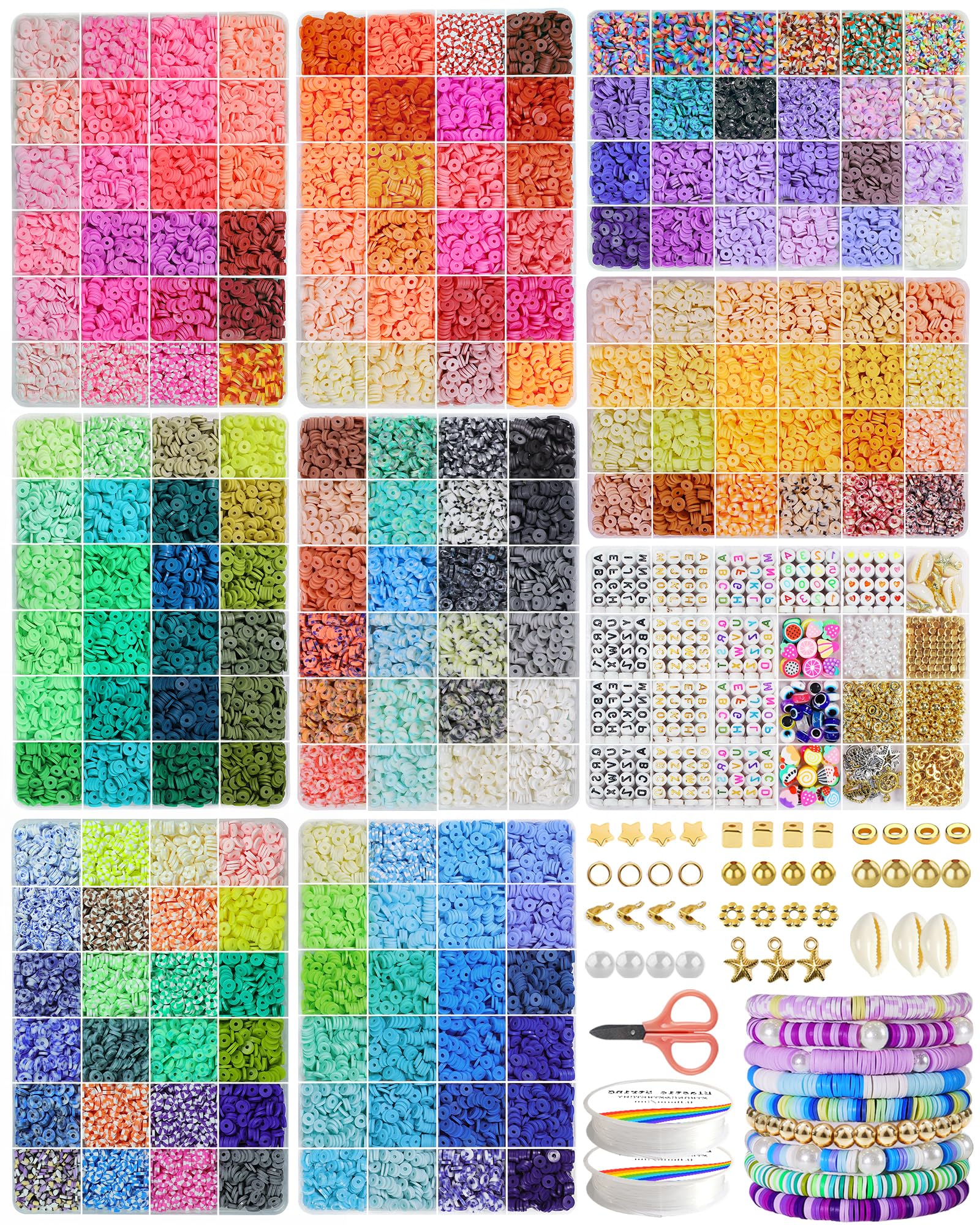 Fournine 30000 Pcs Clay Beads Bracelet Making Kit | 192 Colors Heishi Beads