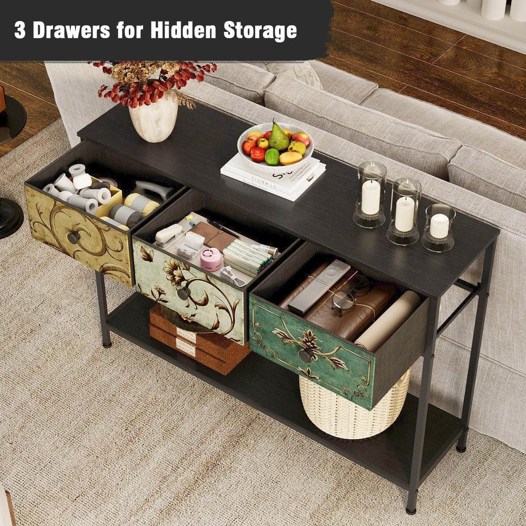 VEDECASA Console Table for Entryway with 3 Drawers Slim Hallway Table with Storage Shelf Narrow Long Sofa Table for Hallway Couch Living Room Kitchen - image 2