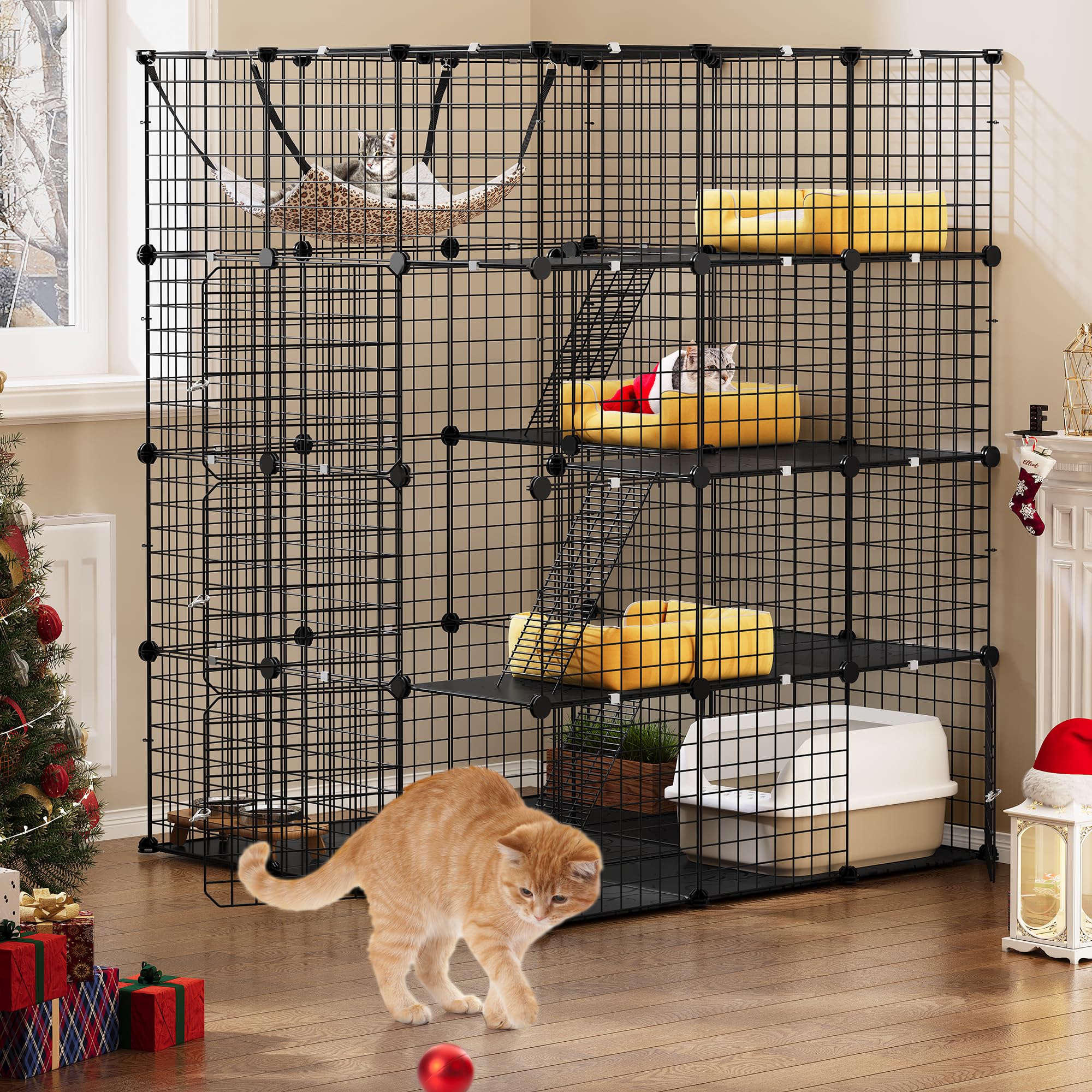 YITAHOME 4-Tier Large Cat Cage – Metal Wire Enclosure with Hammock