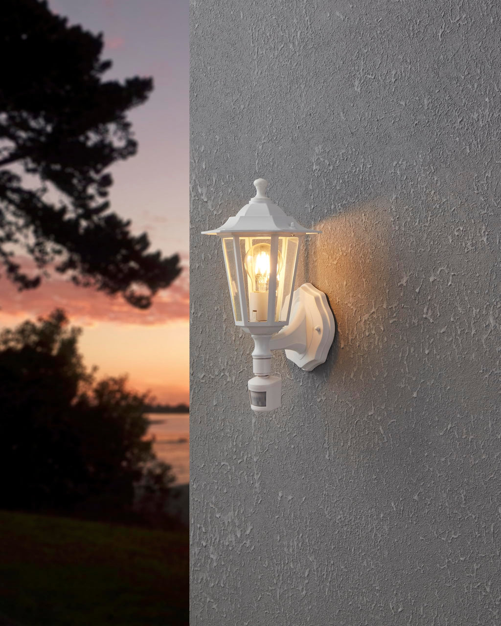 Eglo Laterna 5 Outdoor Wall Light – White Motion Sensor Lantern IP44