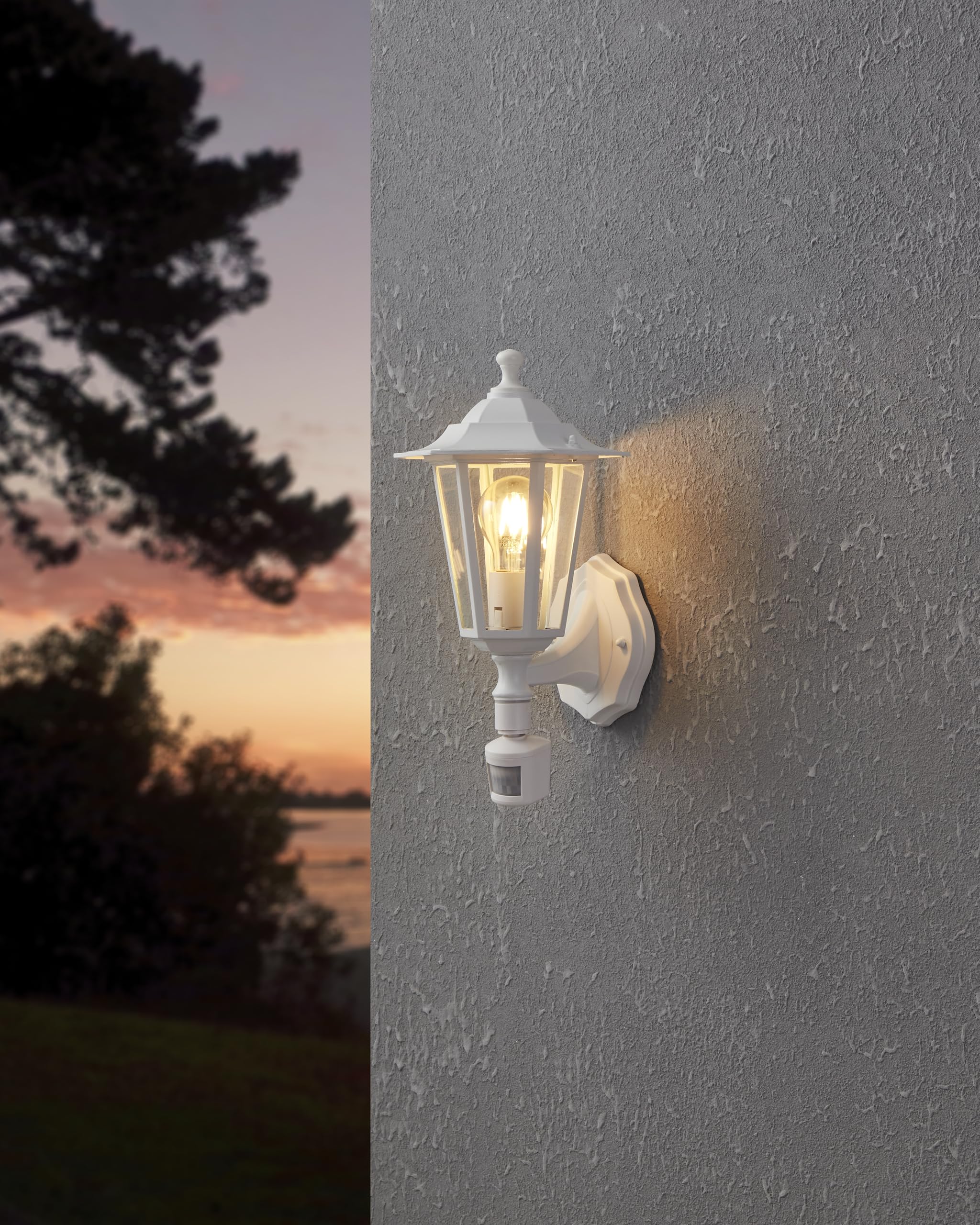 Eglo Laterna 5 Outdoor Wall Light – White Motion Sensor Lantern IP44