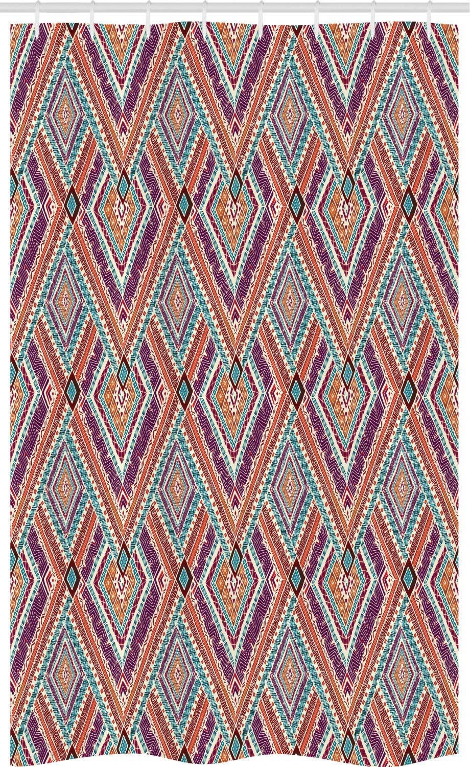 ABAKUHAUS Tribal Stall Shower Curtain | Purple & Teal Ethno Fabric – 47" x 70"