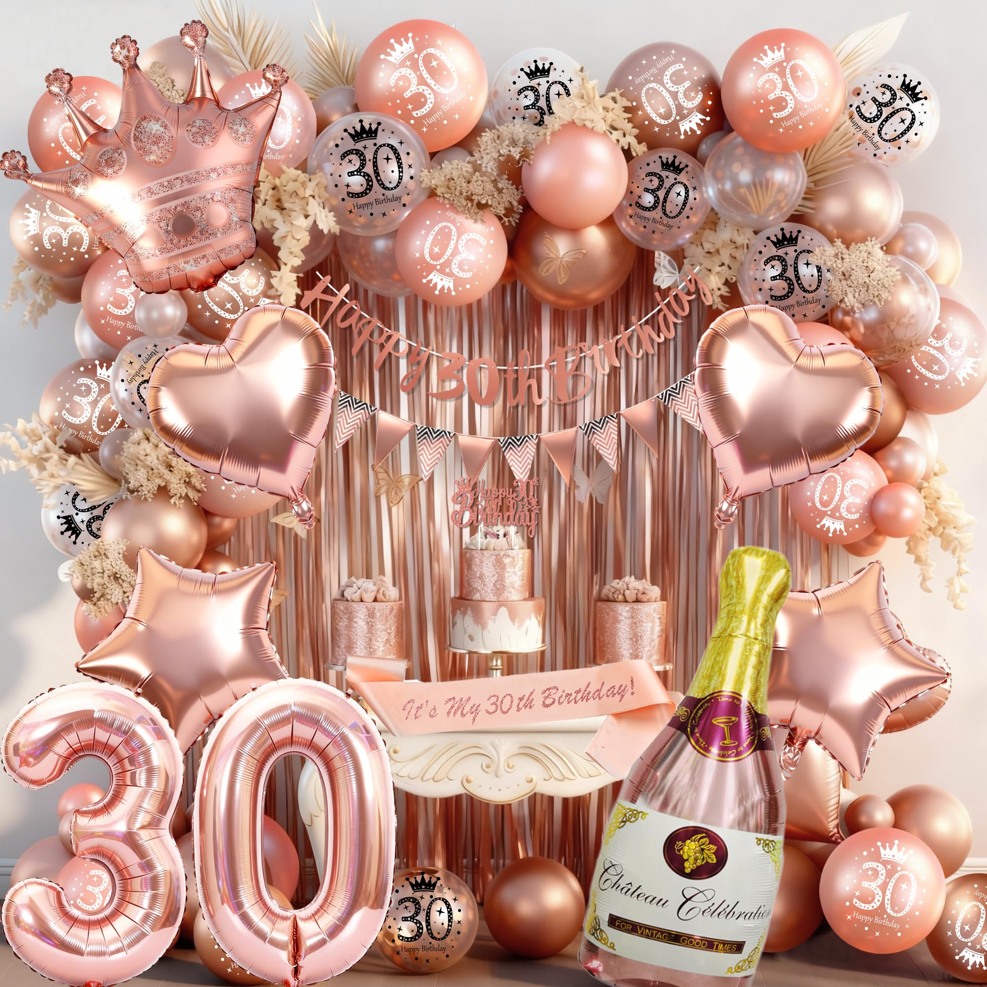 Jolof Store Rose Gold 30th Birthday Decorations Kit for Women - 40 Pieces