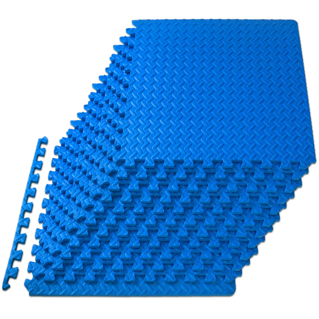 ProsourceFit Puzzle Exercise Mat – 1/2 in EVA Interlocking Foam Tiles, Blue