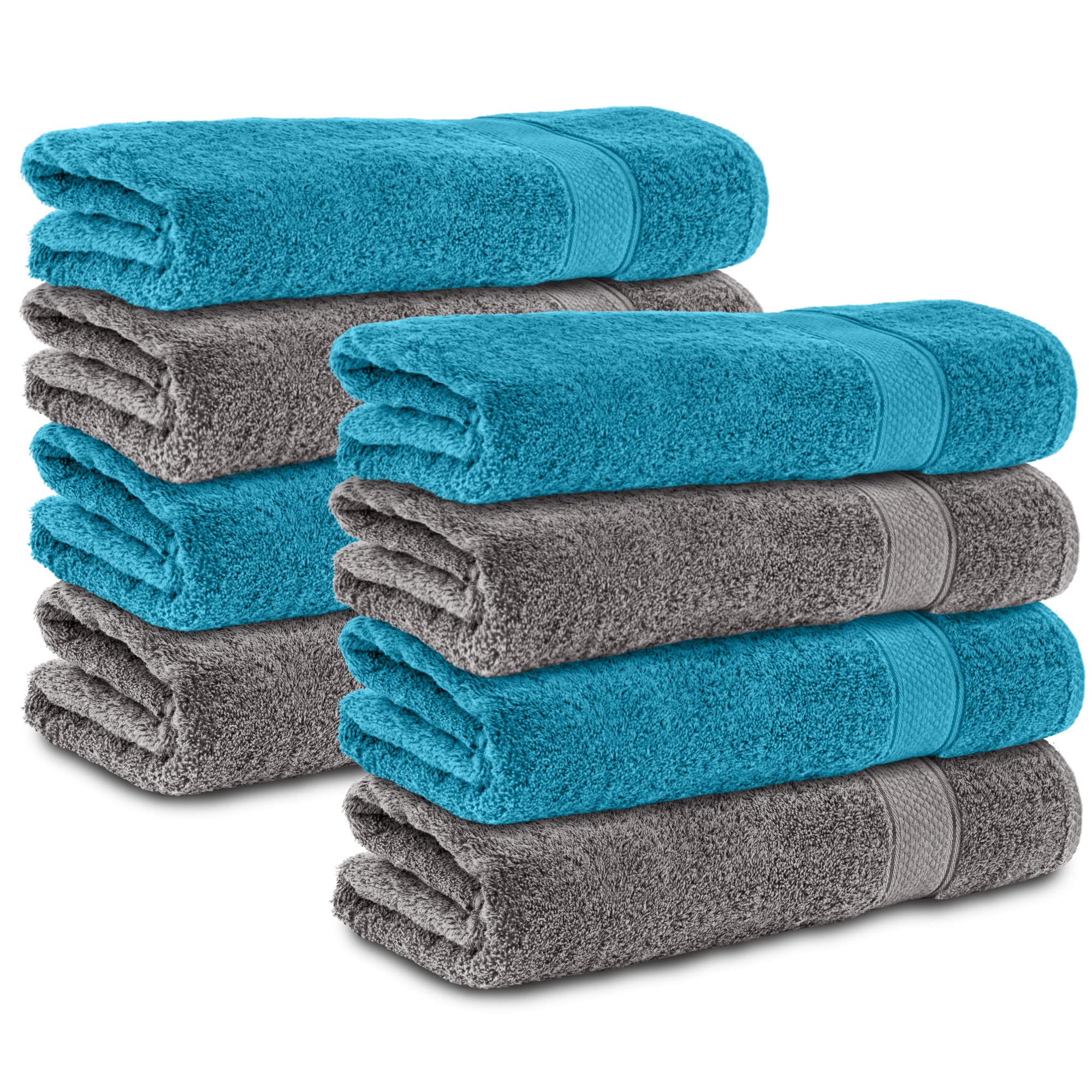 Komfortec Set of 8 Hand Towels – 100% Cotton Terry Cloth, 50x100cm