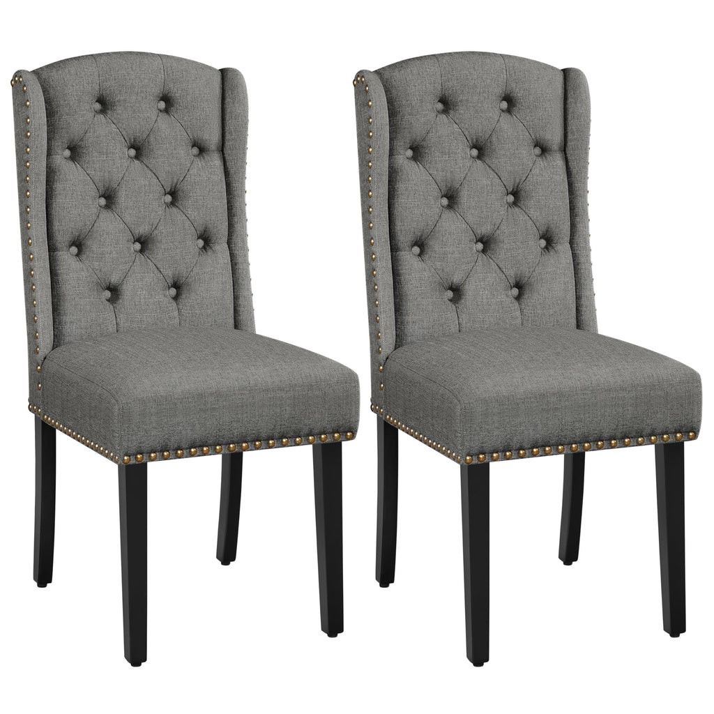 Yaheetech Classic Dining Room Chairs Set of 2 with Wooden Legs, Light Gray - image 1