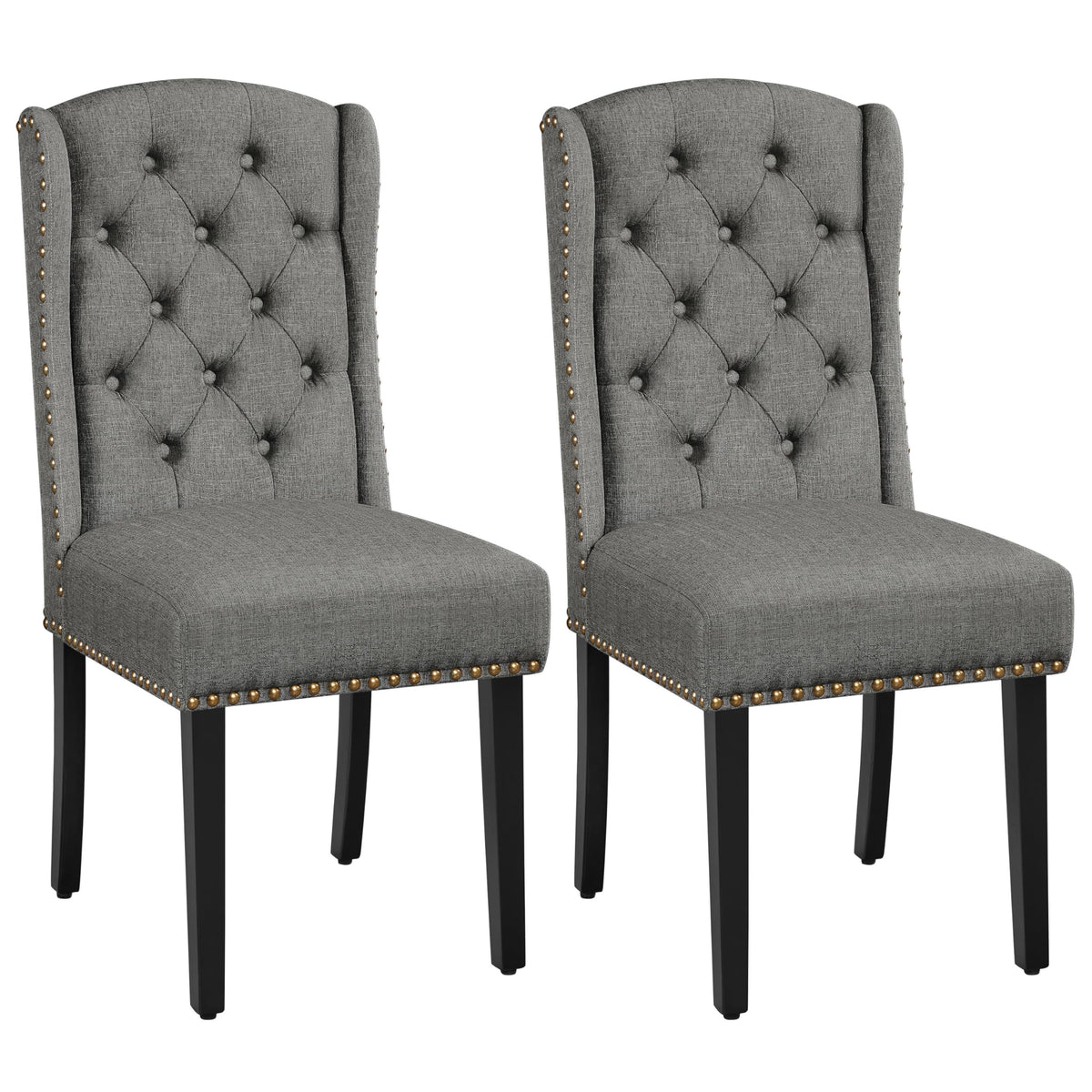 Yaheetech Classic Dining Room Chairs Set of 2 with Wooden Legs, Light Gray - image 1