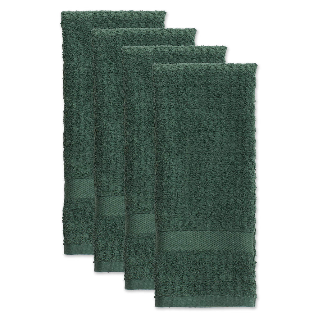 DII Basic Terry Collection Waffle Dishtowel Set, 15x26, Solid Dark Green, 4 Piece - image 2