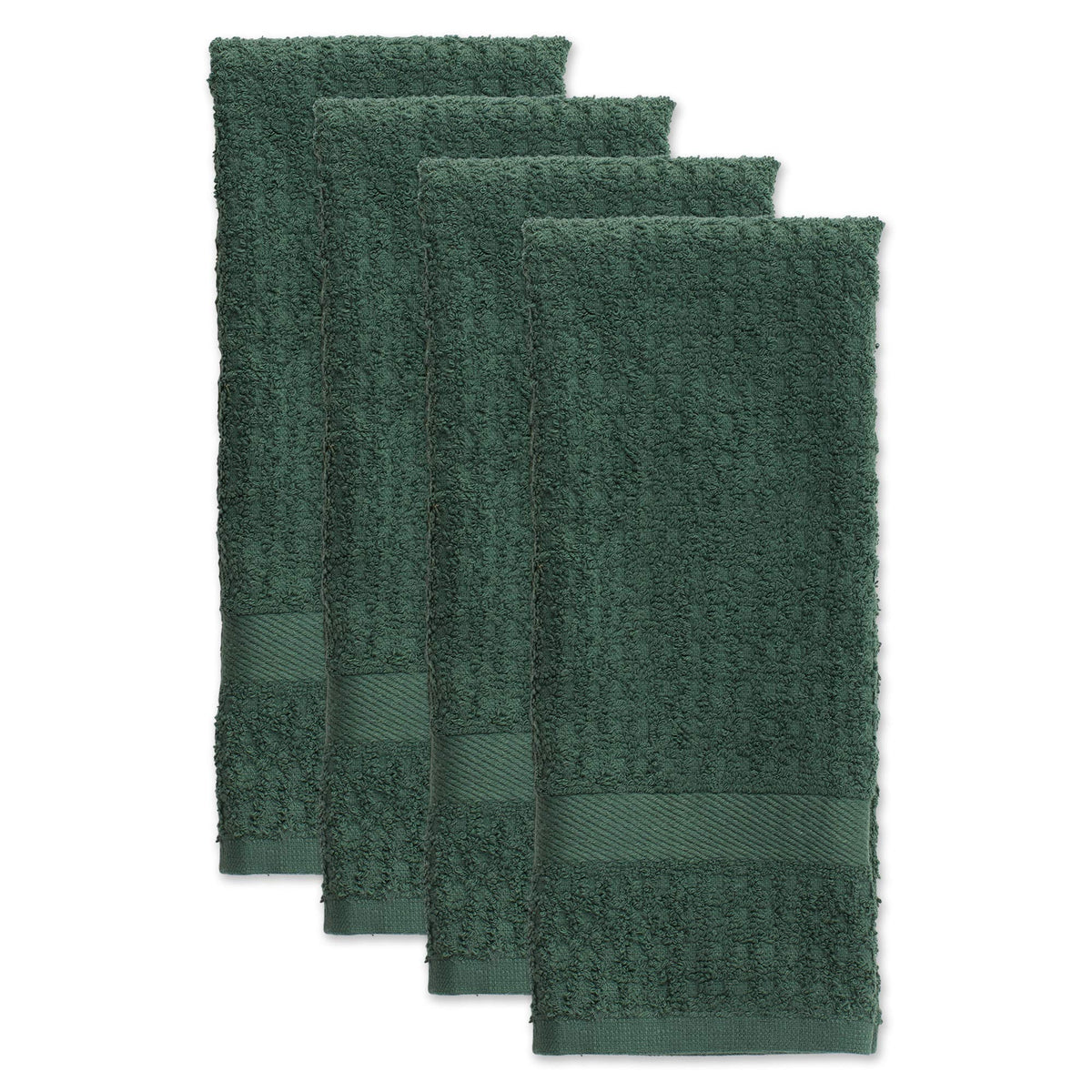 DII Basic Terry Collection Waffle Dishtowel Set, 15x26, Solid Dark Green, 4 Piece - image 2