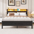 Diahomy King Bed Frame with LED Lights, Charging Headboard & Storage