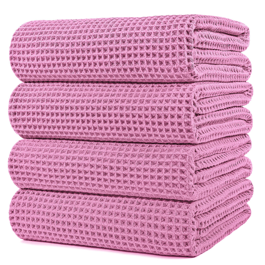Polyte Microfibre Bath Towels | Oversize Waffle Weave Quick Dry | 4 Pack