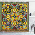 ABAKUHAUS Oriental Floral Shower Curtain | Fabric Bathroom Decor Set