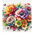 Abakuhaus Spring Peony Floral Shower Curtain | Boho Fabric Decor, 175x200cm