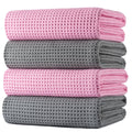 Polyte Microfibre Bath Towels | Oversize Waffle Weave Quick Dry | 4 Pack