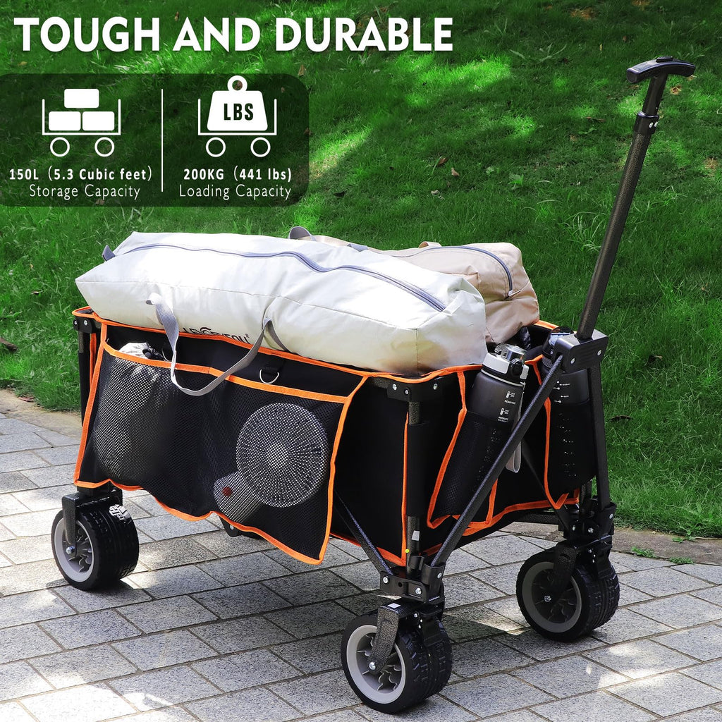 GXCROR Folding Wagon – Heavy Duty 200KG All Terrain Camping Trolley