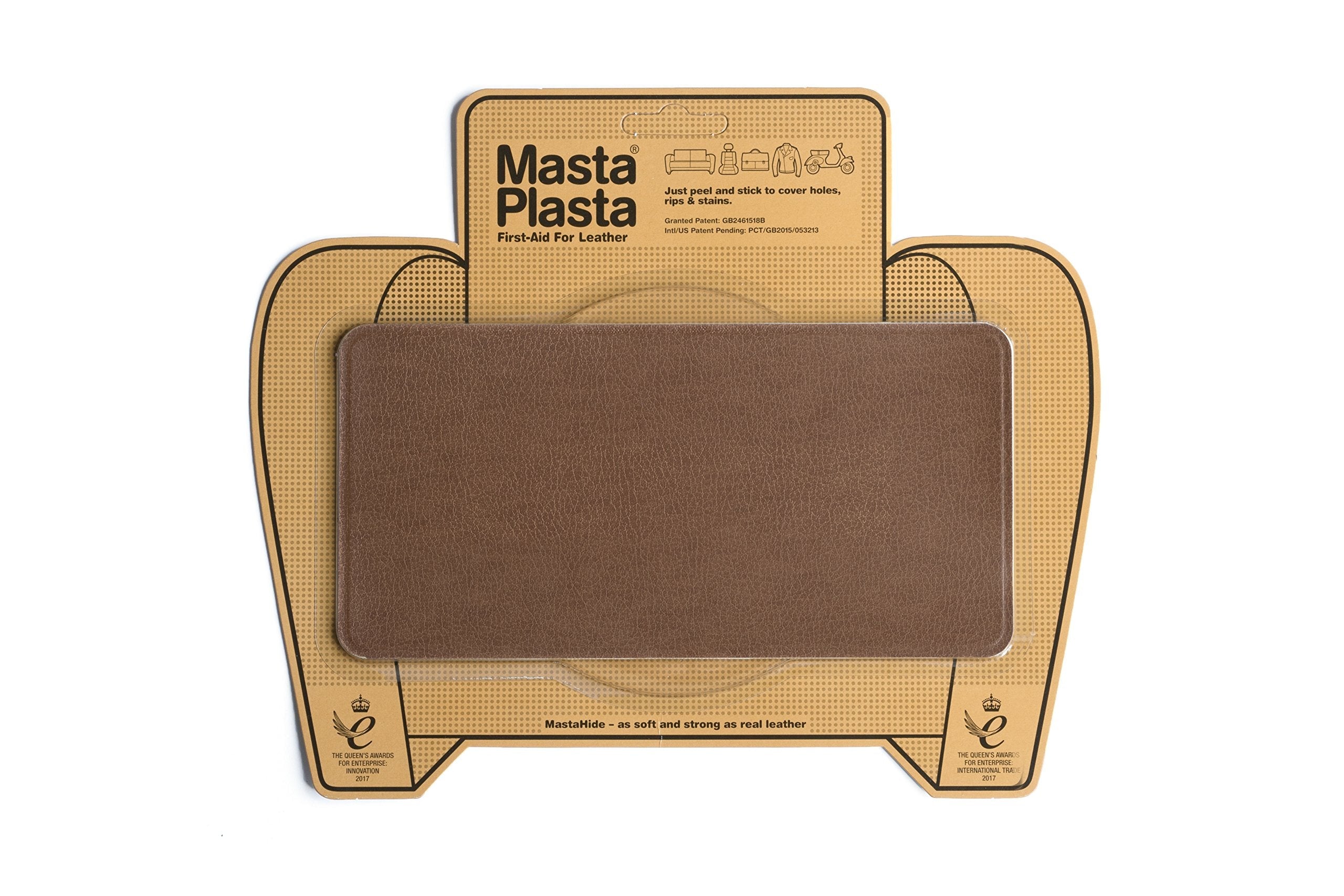 MastaPlasta Self-Adhesive Leather Repair Patch – Tan Vegan Leather, 20x10cm