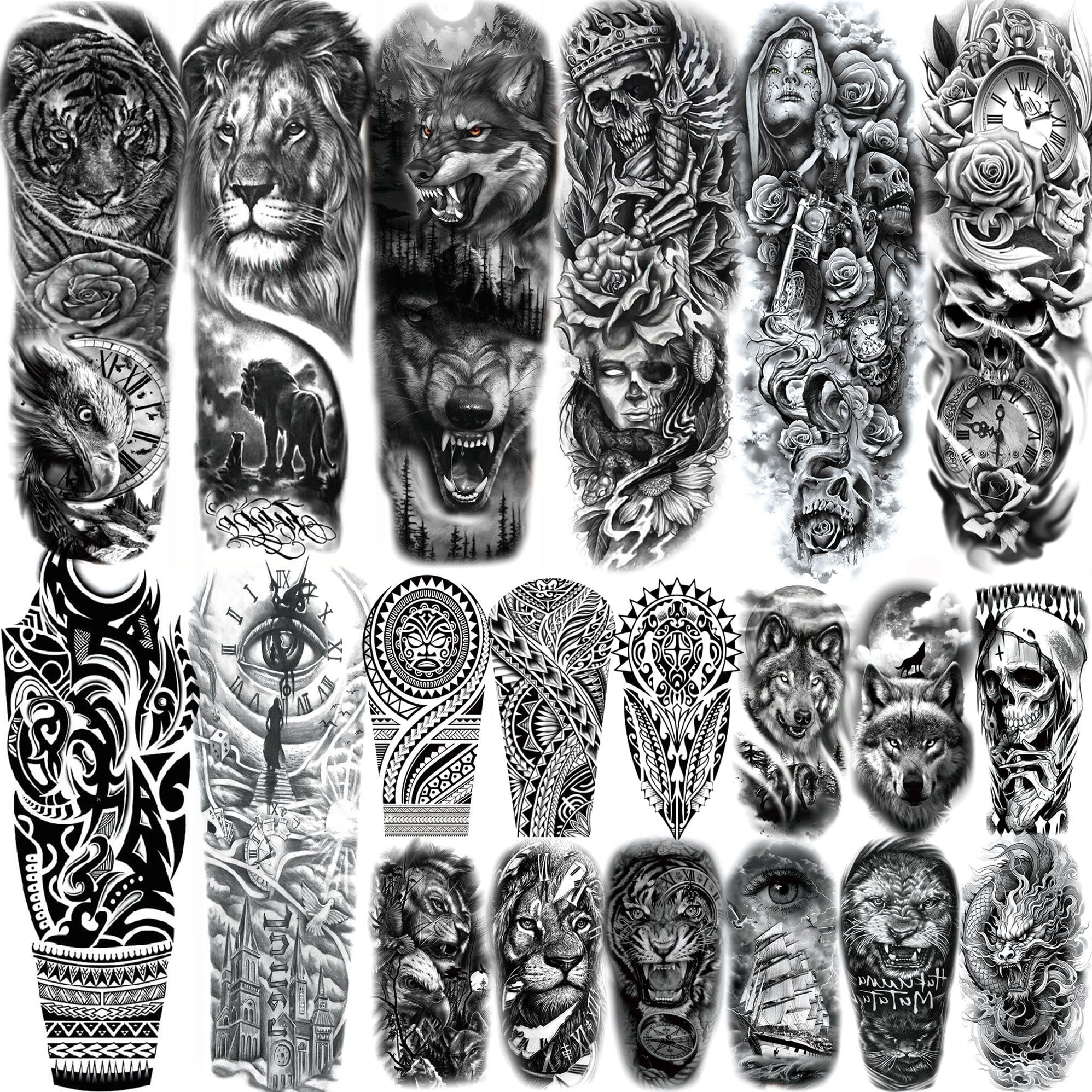COKTAK Full Arm Temporary Tattoos – 20 Sheets Waterproof Realistic Sleeves