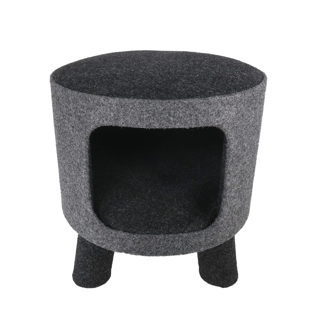 Rosewood Catwalk Charcoal Felt Cat Stool – Modern Pet Hideaway Bed