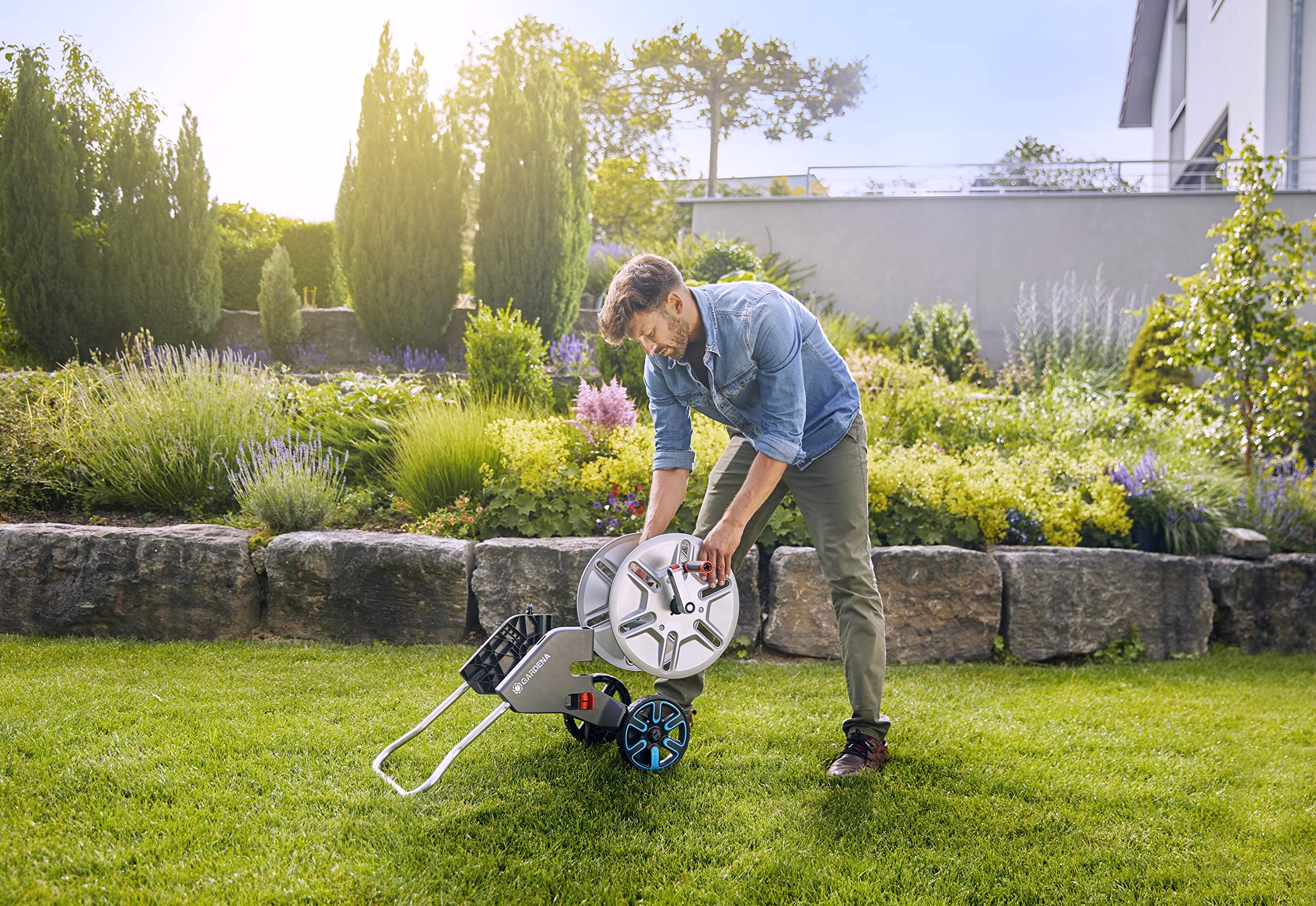 Gardena CleverRoll M Metal Hose Trolley – 60m Capacity & Anti-Drip