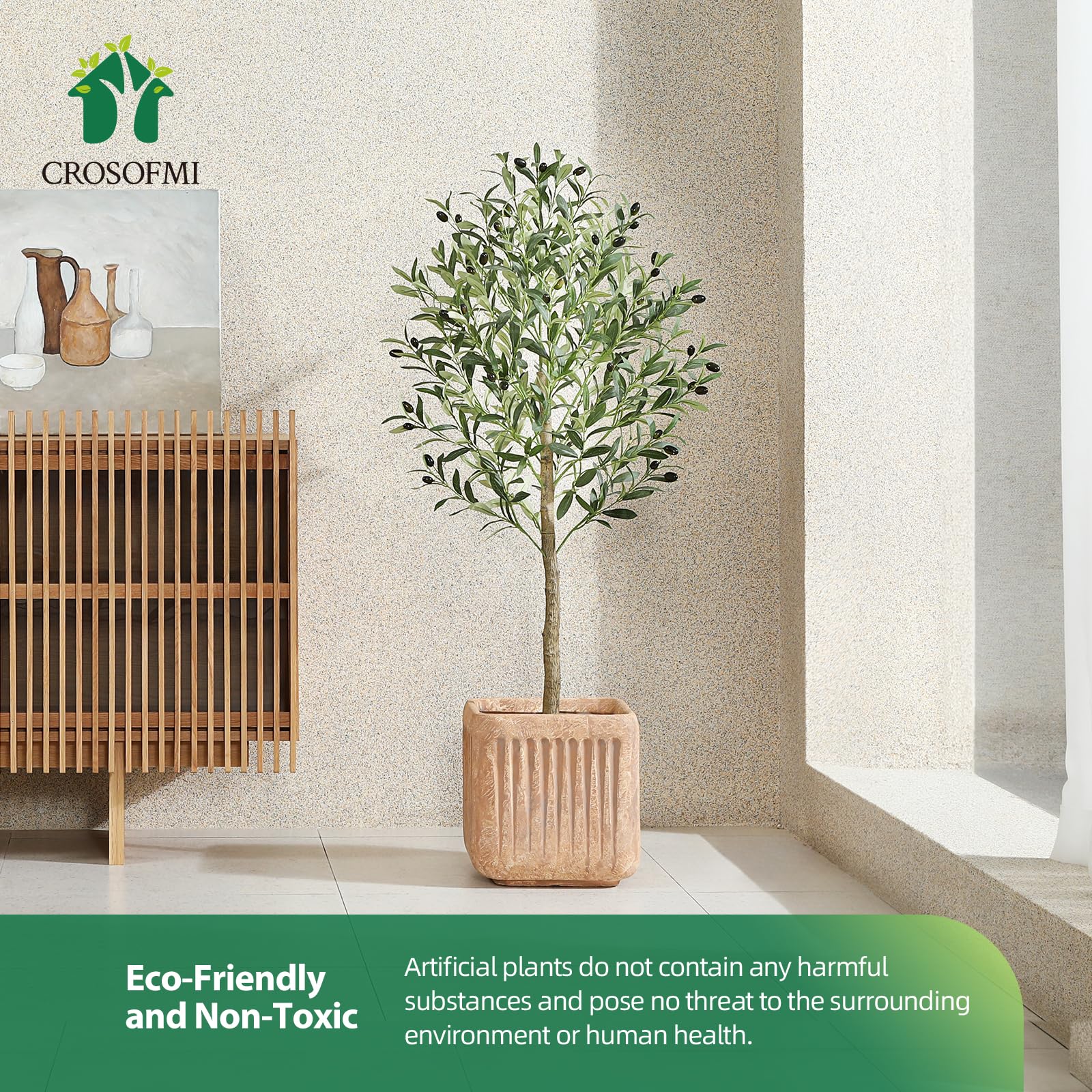 CROSOFMI 120cm Artificial Olive Tree | Tall Faux Silk Plant for Home Decor