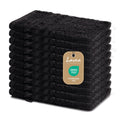 Lavea Elena Terry Towel Wash Mitts - 100% Cotton, Set of 10 - Black