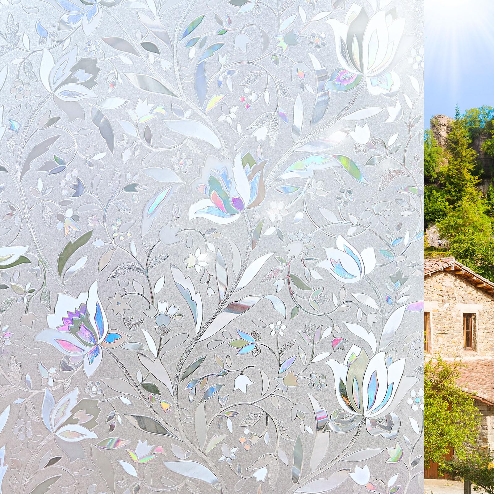 KROMAPOLIS Tulip Privacy Window Film – Thermal Static Cling, 90x400cm