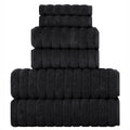 BERIBO Turkish Towel Set | 100% Cotton 620gsm 6-Piece Set - Black