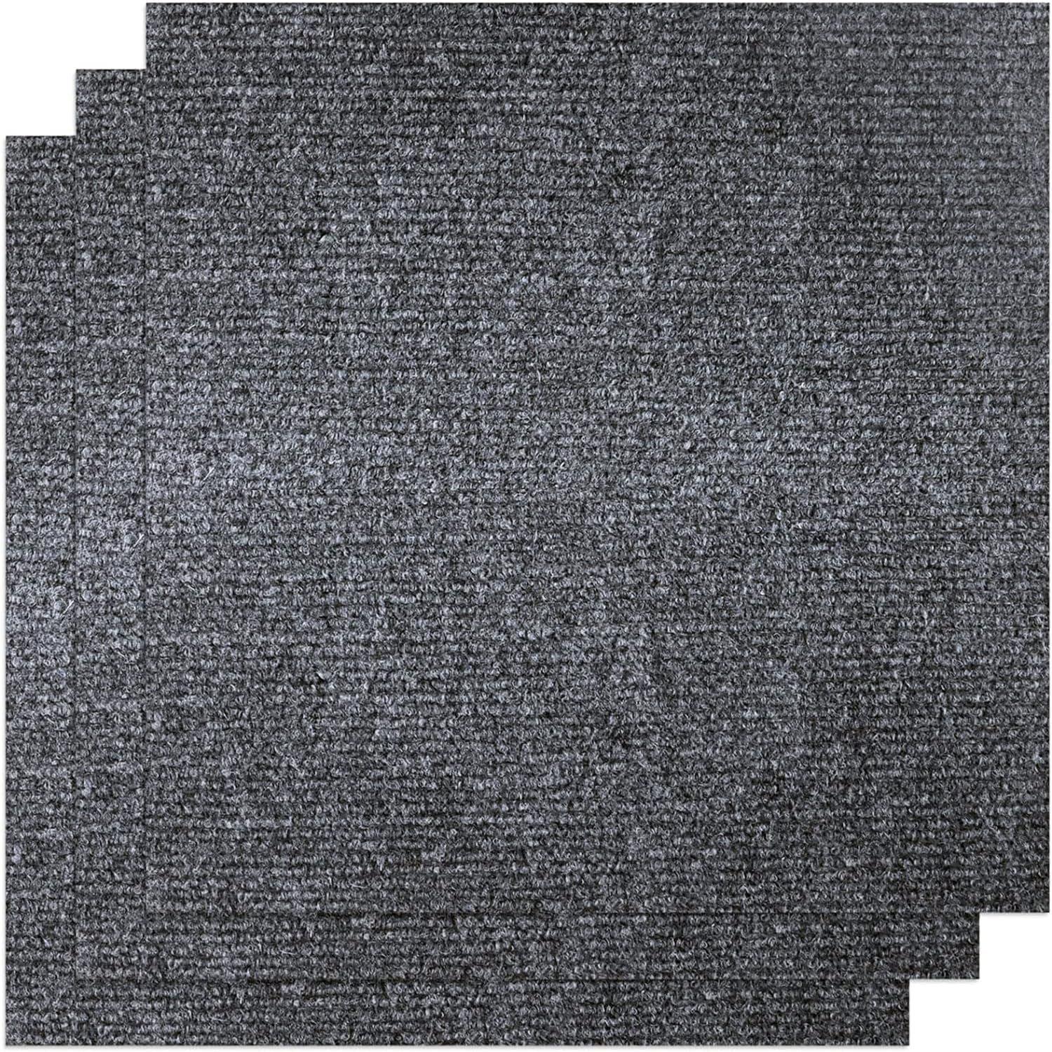 KAHEIGN 30Pcs Self Adhesive Carpet Tiles | Dark Grey Peel and Stick Floor