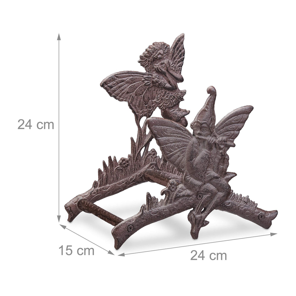 Relaxdays Cast Iron Garden Hose Holder – Ornate Wall Mount Reel, Dark Brown